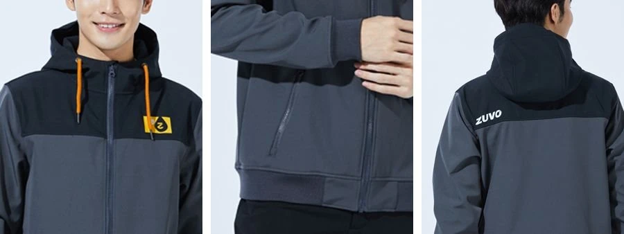 mens soft shell water resistant jacket detail